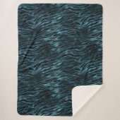 Blue Black Zebra Print Ombre Sherpadecke (Vorderseite)