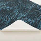 Blue Black Zebra Print Ombre Sherpadecke (3/4)