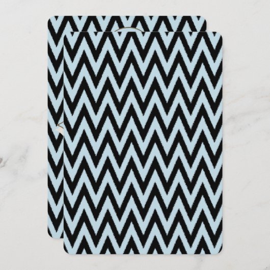 Blue Black Zickzack Baby Dusche Einladung (Vorne/Hinten)