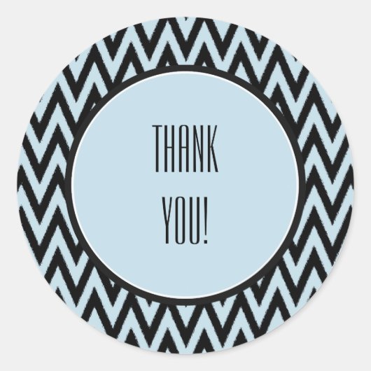 Blue Black Zickzack Runder Aufkleber (Vorderseite)