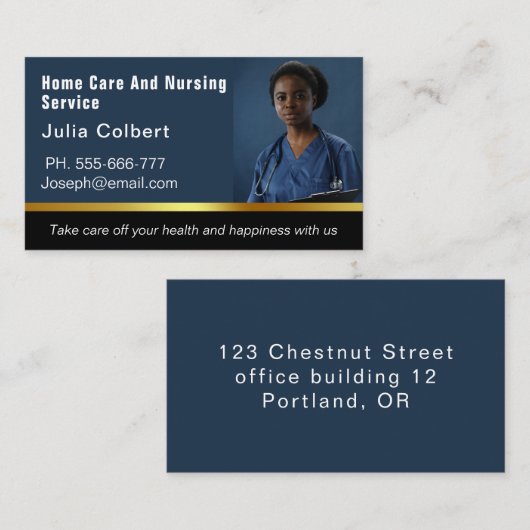 Blue Black Zuhause Health Aide Business Card Visitenkarte (Vorne/Hinten)