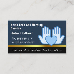 Blue Black Zuhause Health Aide Business Card Visitenkarte
