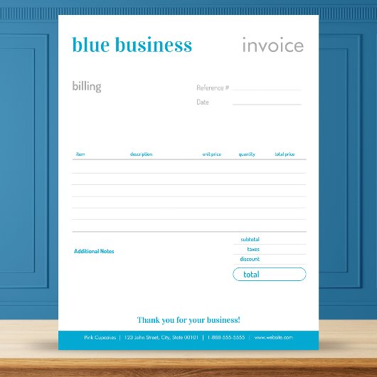 Blue Blank Order Form oder Rechnung Notepad Notizblock
