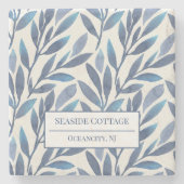 Blue Blätter Airbnb Beach Vacation Rental Steinuntersetzer (Vorderseite)