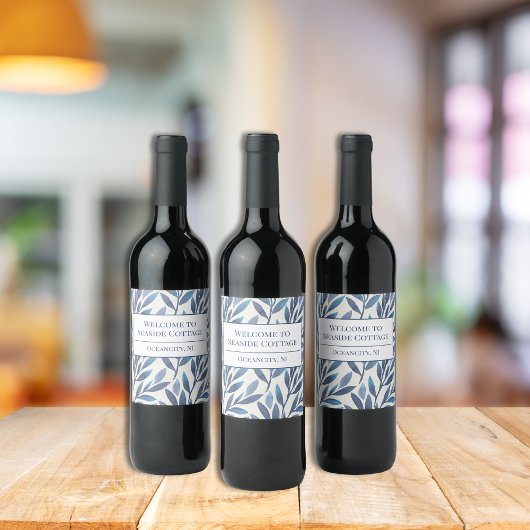 Blue Blätter Airbnb Beach Vacation Rental Weinetikett