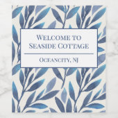 Blue Blätter Airbnb Beach Vacation Rental Weinetikett (Einzelnes Label)