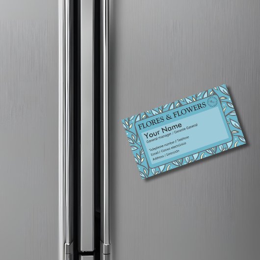 Blue Blätter Bilingual Magnetische Visitenkarte