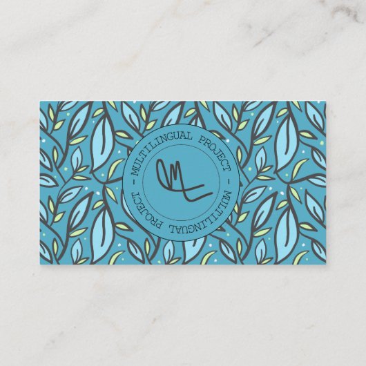 Blue Blätter Bilingual Visitenkarte (Rückseite)