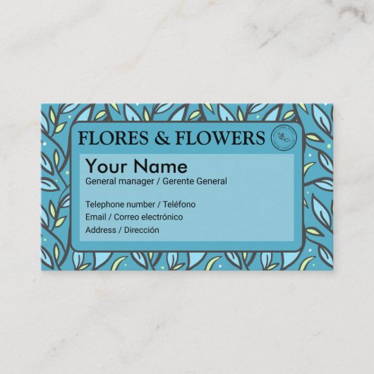 Blue Blätter Bilingual Visitenkarte (Vorderseite)