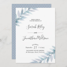 Blue Blätter Blätter Hochzeitseinladung