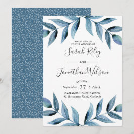 Blue Blätter Blätter Hochzeitseinladung Einladung