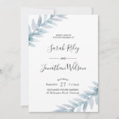 Blue Blätter Blätter Hochzeitseinladung Einladung (Vorderseite)