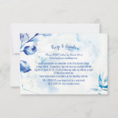Blue Blätter Botanical Wedding RSVP Online Card (Vorderseite)