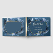 Blue Blätter Gold Frame Gästebuch (Voll)