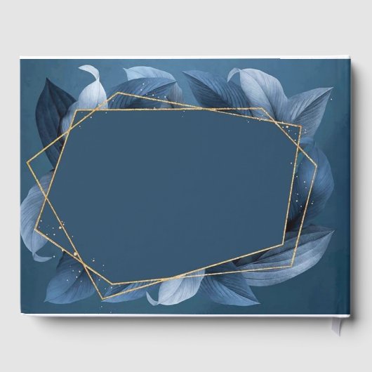 Blue Blätter Gold Frame Gästebuch (Rückseite)