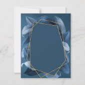 Blue Blätter Gold Frame Probe Dinner Einladung (Rückseite)