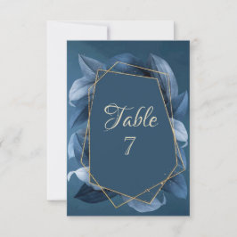 Blue Blätter Gold Frame Wedding Einladung