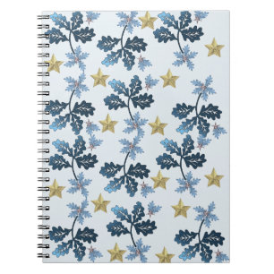 Blue Blätter & Gold Star Notebook. Notizblock