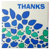 Blue Blätter Keramik Tile Fliese (Vorderseite)