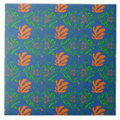 Blue Blätter Keramik Tile Fliese (Vorderseite)