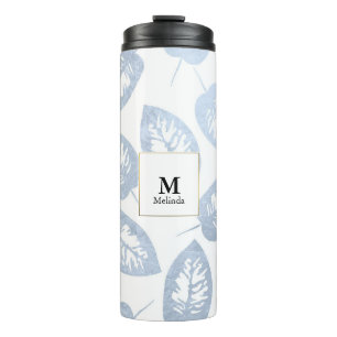 Blue Blätter Monogram Tumbler Thermosbecher