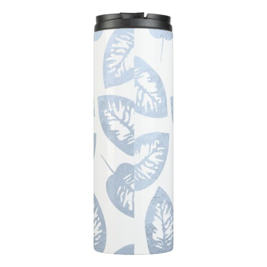 Blue Blätter Monogram Tumbler Thermosbecher (Rückseite)