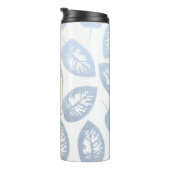 Blue Blätter Monogram Tumbler Thermosbecher (Nach rechts gedreht)