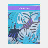 Blue Blätter Nature Tropical Patten Personalize Fleecedecke (Vorderseite)