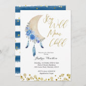 Blue Bleibe Wild Moon Kinderdusche Einladung (Vorne/Hinten)