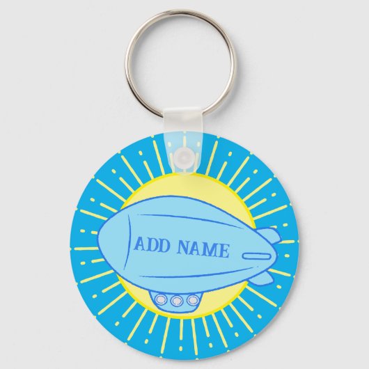 Blue Blimp Balloon Custom Schlüsselanhänger (Rückseite)