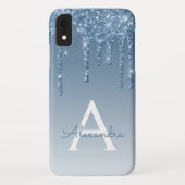 Blue Bling | Luxus Sparkle Glitzer Monogram Case-Mate iPhone Hülle (Rückseite)