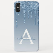 Blue Bling | Luxus Sparkle Glitzer Monogram Case-Mate iPhone Hülle (Rückseite)