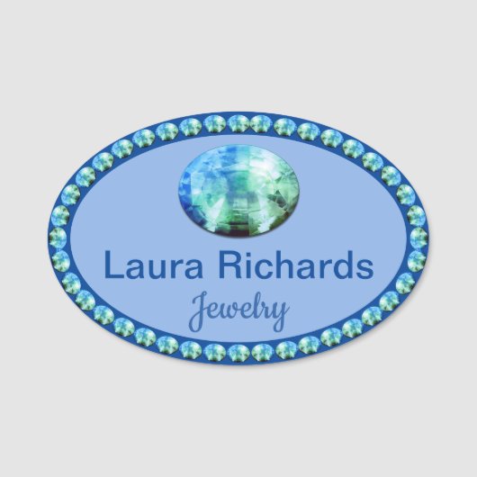 Blue Bling NAME TAG Namensschild (Vorderseite)