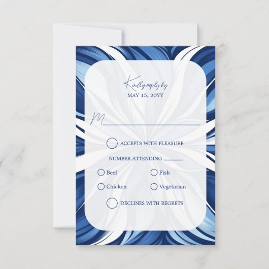 Blue Bliss Bio floral UAWG RSVP Karte (Vorderseite)