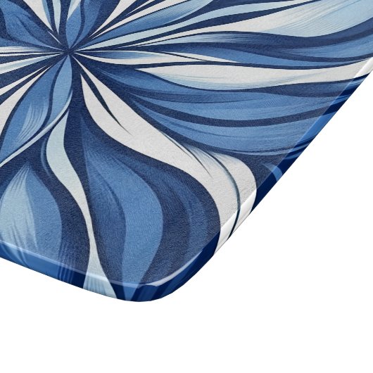 Blue Bliss: Bio Psychedelic Floral Schneidebrett (Ecke)