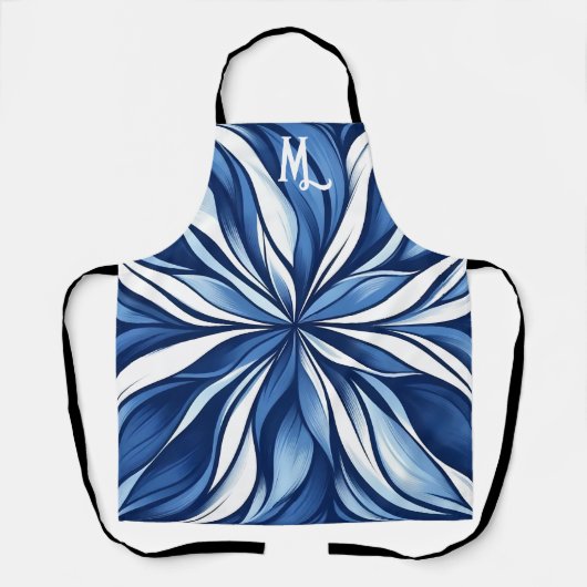 Blue Bliss: Bio Psychedelic Floral Schürze (Vorderseite)