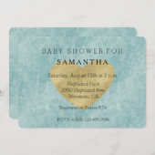 Blue Bliss Gold Heart Babydusche Einladung (Vorne/Hinten)