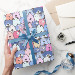 Blue Bliss Hunde Geschenkpapier