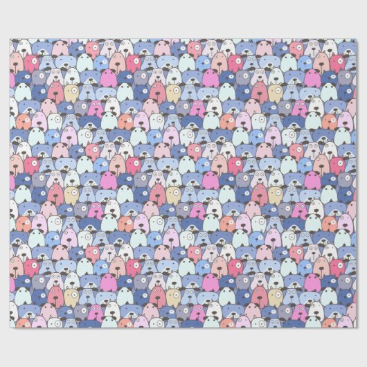 Blue Bliss Hunde Geschenkpapier (Flach)
