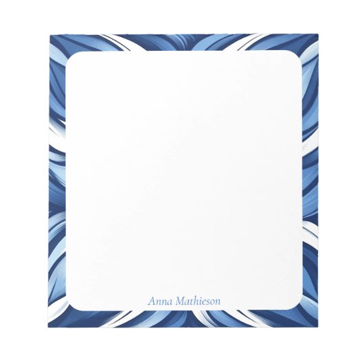 Blue Bliss Organic Floral Personalisierter Schreib Notizblock (Vorderseite)