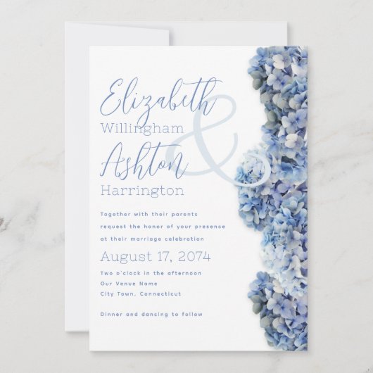 Blue Bliss Wedding Full Names of Couple Einladung (Vorderseite)