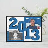 Blue Block Grad Foto 2013 Einladung (Stehend Vorderseite)
