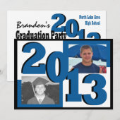 Blue Block Grad Foto 2013 Einladung (Vorne/Hinten)