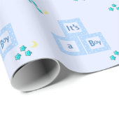 Blue Blocks and Stars Baby Dusche Geschenkpapier (Rolleneckpunkt)