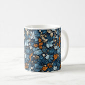 Blue Bloom Ensemble: Einzigartiges Blume Design Kaffeetasse (VorderseiteRechts)