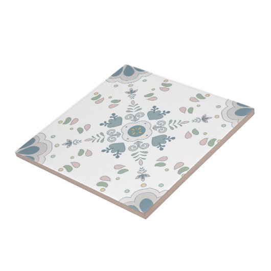 Blue Bloom Mandala Tile Fliese (Seite)