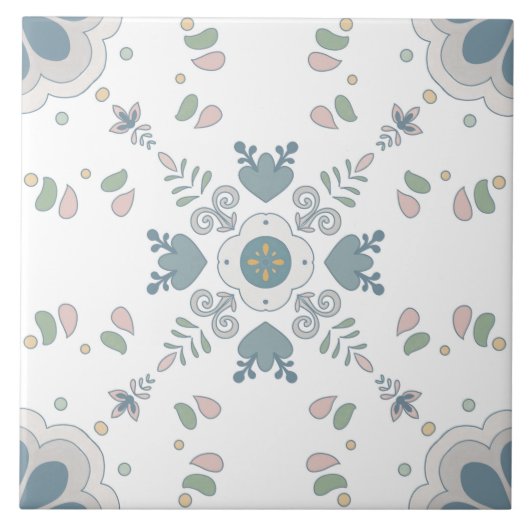Blue Bloom Mandala Tile Fliese (Vorderseite)