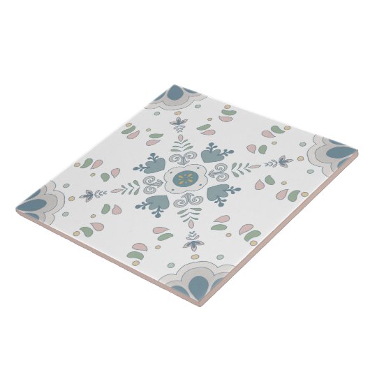 Blue Bloom Mandala Tile Fliese (Seite)