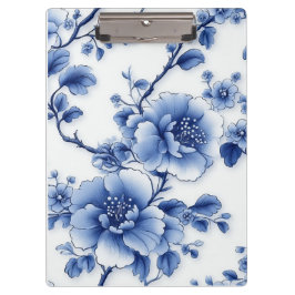 Blue Bloom Metal Clip Pad Klemmbrett