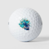 Blue Bloom Requiem Golfbälle – Premium Florales De (Vorderseite)